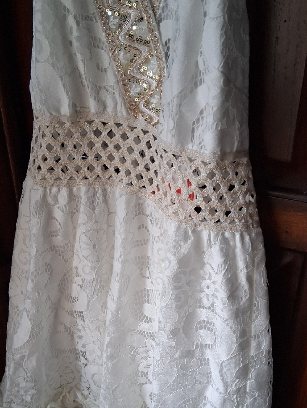 Coastal Cowgirl Sz Small Boho Chic Lace Embellished A Line Dress - Picture 6 of 11